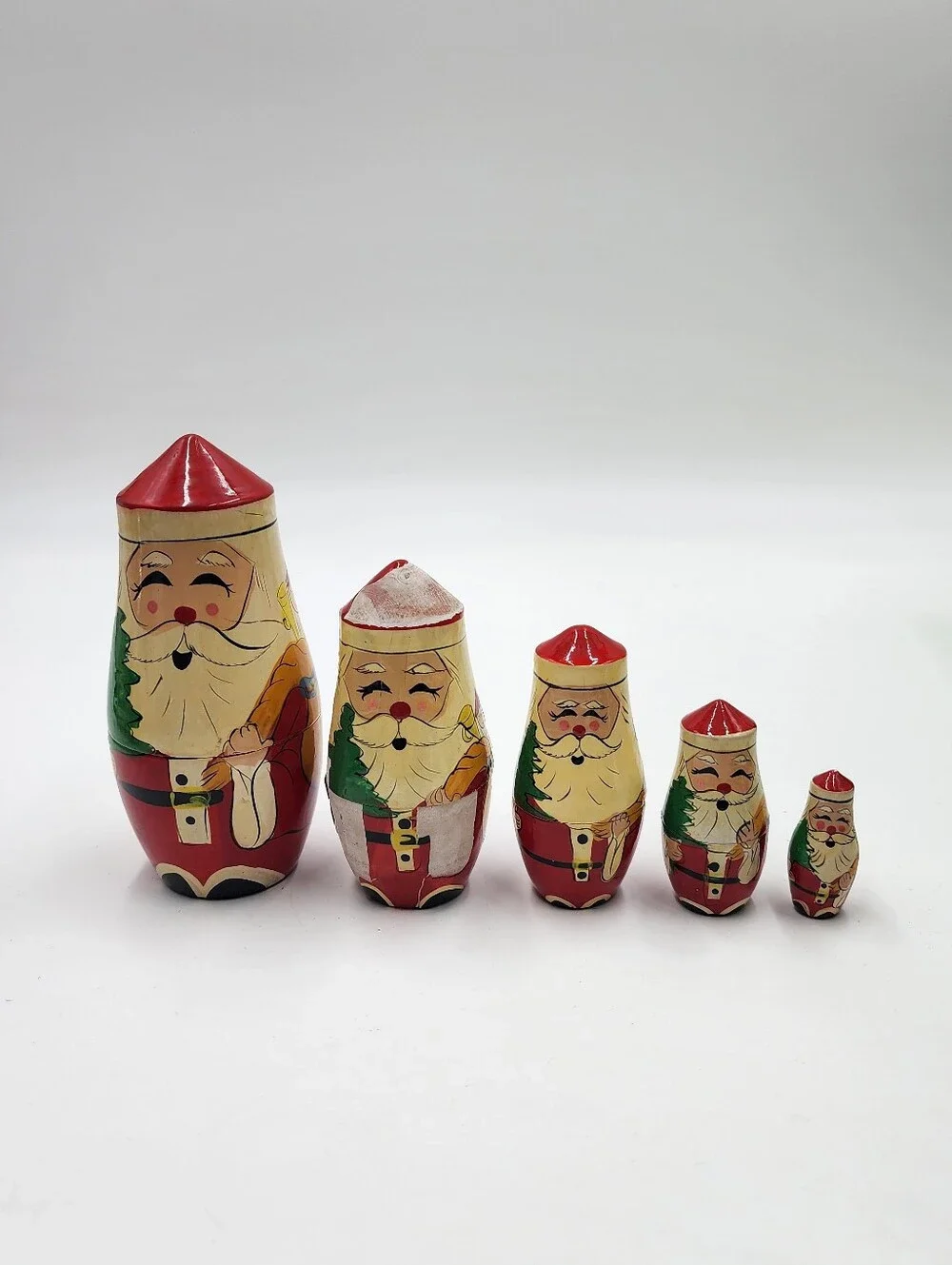 Set of 5 Santa Claus Nesting Dolls Christmas Decor